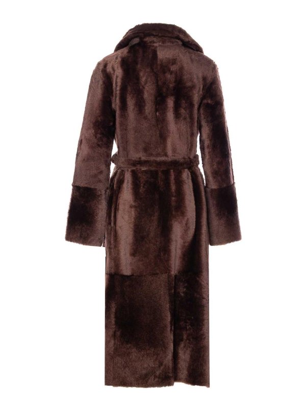 YVES SALOMON: short coats online - Brown Coat