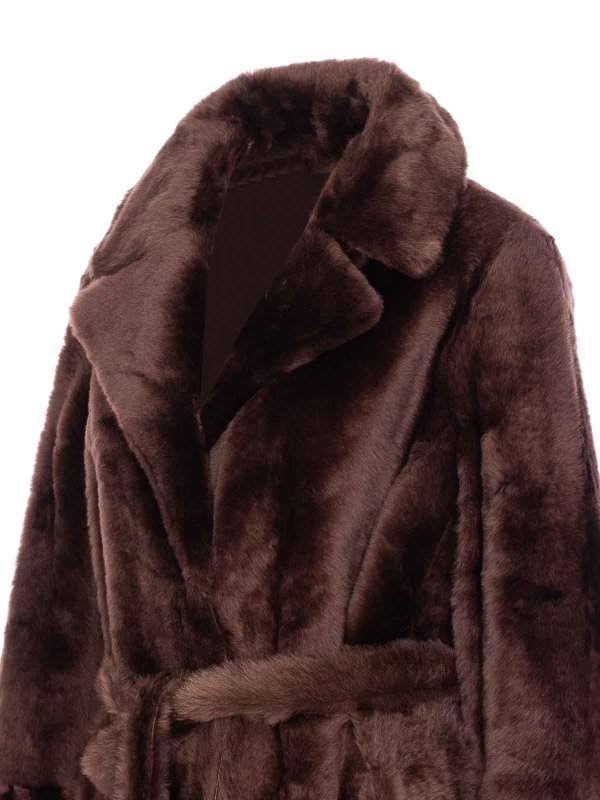 The Best Shops YVES SALOMON: short coats - Brown Coat