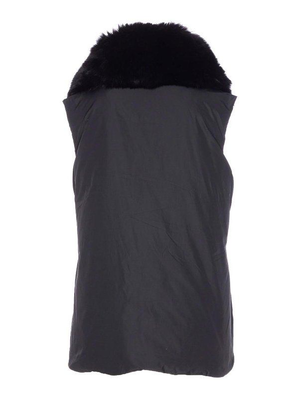 YVES SALOMON: padded jackets online - Black Padded Vest Frontal Buttons Closure