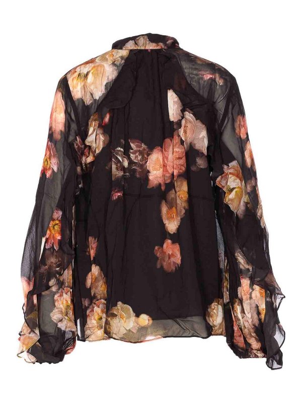ZIMMERMANN: blouses online - Russet Flora Hypnotic Flutter Blouse