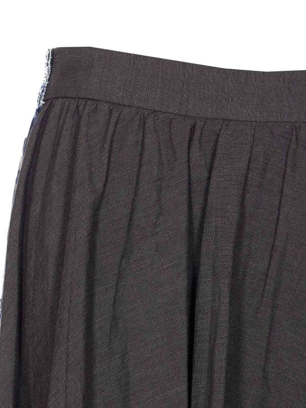 Denim And Black Hybrid Pleated Skirt shop online: BALENCIAGA