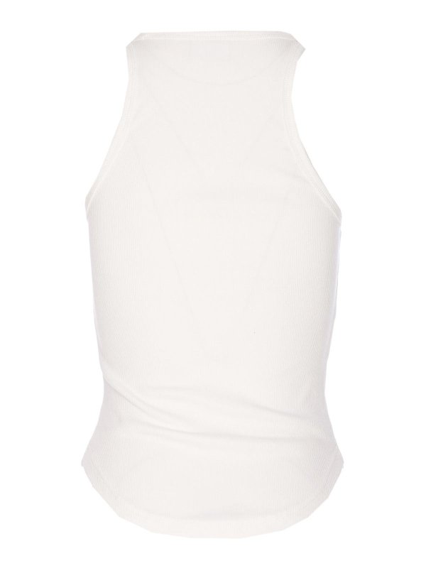 Courreges: Top e canotte online - Canotta bianca della fibbia degli anni 