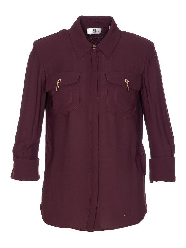 ELISABETTA FRANCHI: shirts - Bordeaux Shirt Frontal Buttons Closure