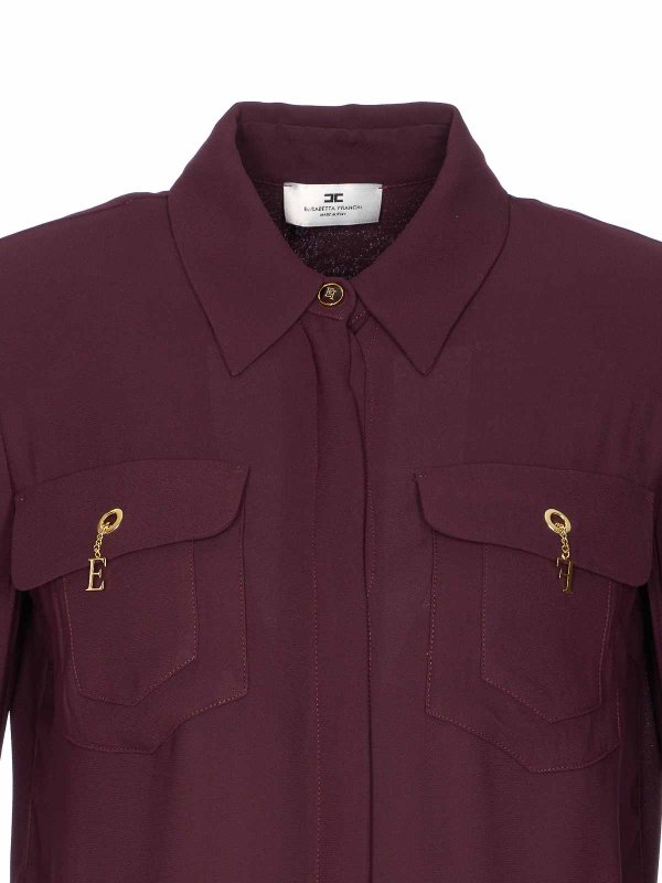 Bordeaux Shirt Frontal Buttons Closure shop online: ELISABETTA FRANCHI
