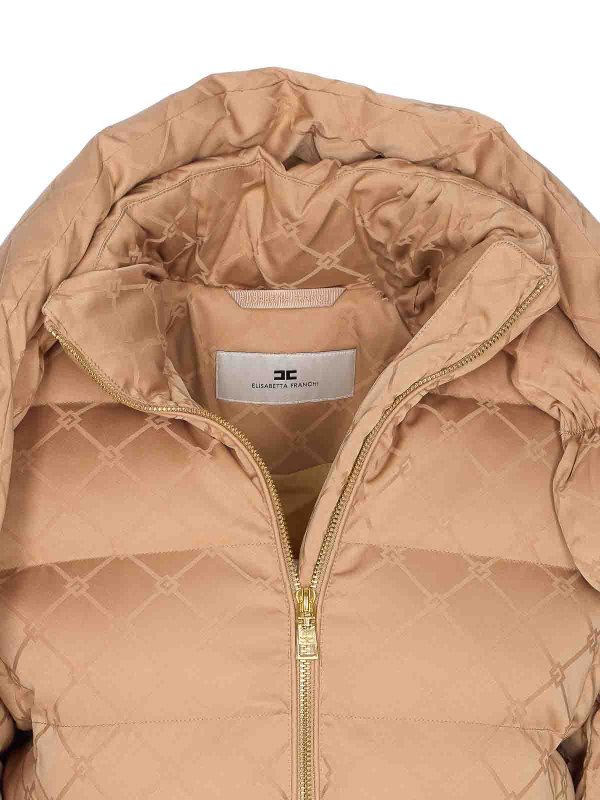 Black Down Jacket Frontal Zip Closure shop online: ELISABETTA FRANCHI