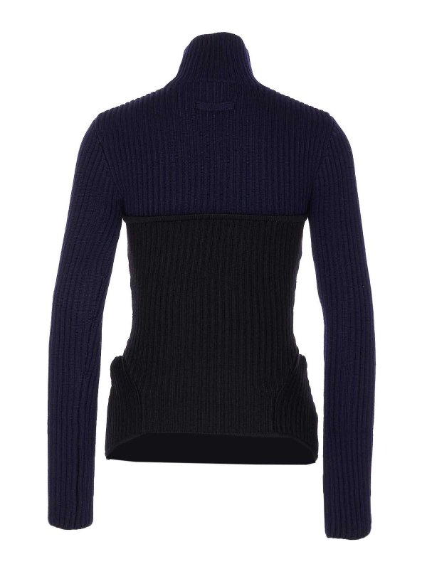 JEAN PAUL GAULTIER: maglia collo rotondo online - Maglione blu bicolore elasticizzato