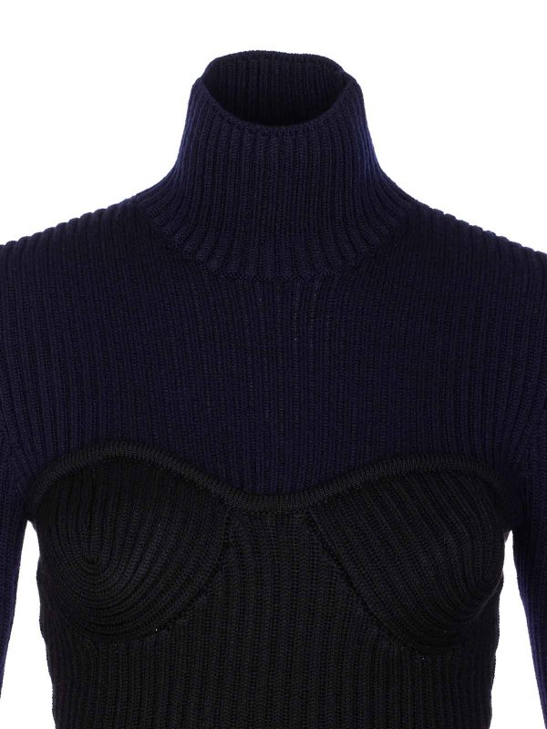 Maglione blu bicolore elasticizzato shop online: JEAN PAUL GAULTIER