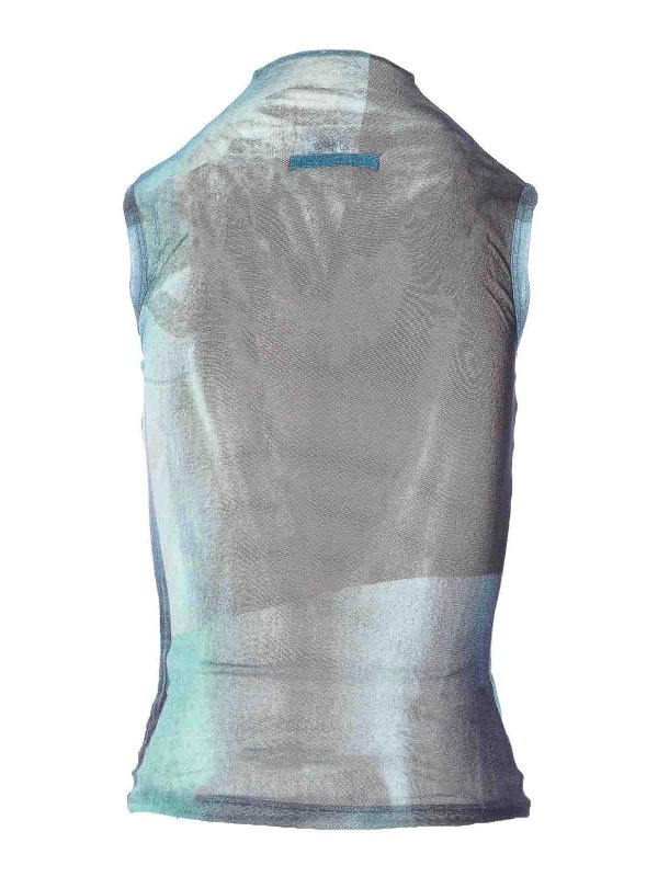JEAN PAUL GAULTIER: Tops & Tank tops online - Light Blue Mesh High Neck Top