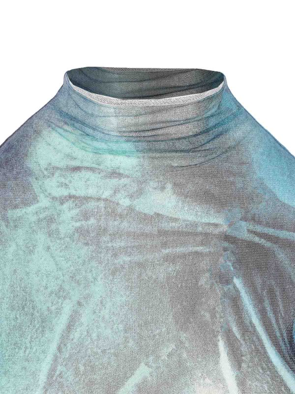 Light Blue Mesh High Neck Top shop online: JEAN PAUL GAULTIER