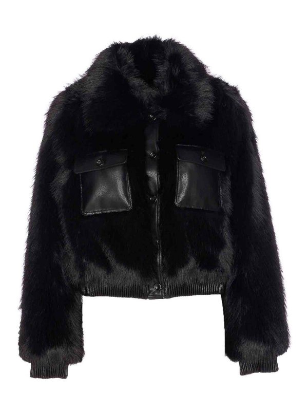 Liu Jo: Fourrure - Manteau En Fourrure - Noir