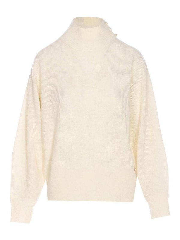 Liu Jo: Suéteres con cuello pico - Suéter Cuello Redondo - Blanco