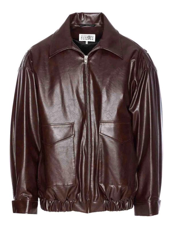 MM6 MAISON MARGIELA: Abrigos de borreguito y piel  - Abrigo De Piel - Rojo