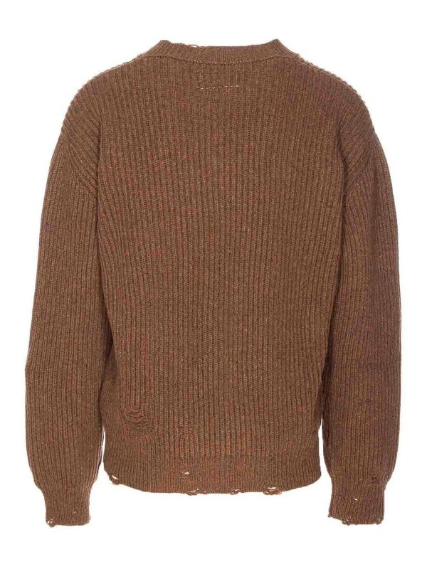 MM6 MAISON MARGIELA: Suéteres con cuello pico online - Suéter Cuello Redondo - Marrón