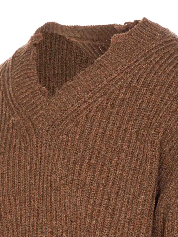 The Best Shops MM6 MAISON MARGIELA: Suéteres con cuello pico - Suéter Cuello Redondo - Marrón