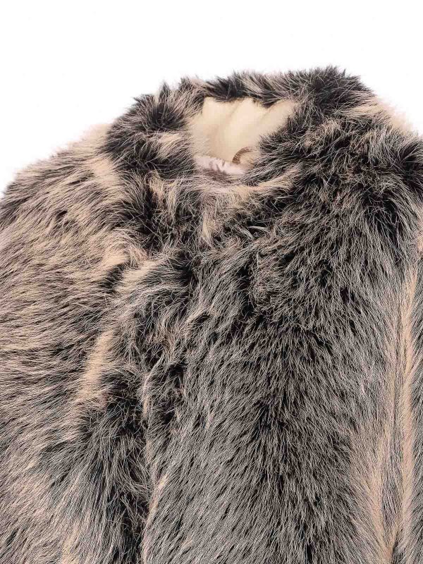 The Best Shops PATRIZIA PEPE: Fur & Shearling Coats - Grey Fuax Fur Coat