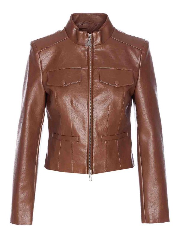 PATRIZIA PEPE: Fur & Shearling Coats - Brown Jacket Frontal Zip Closure