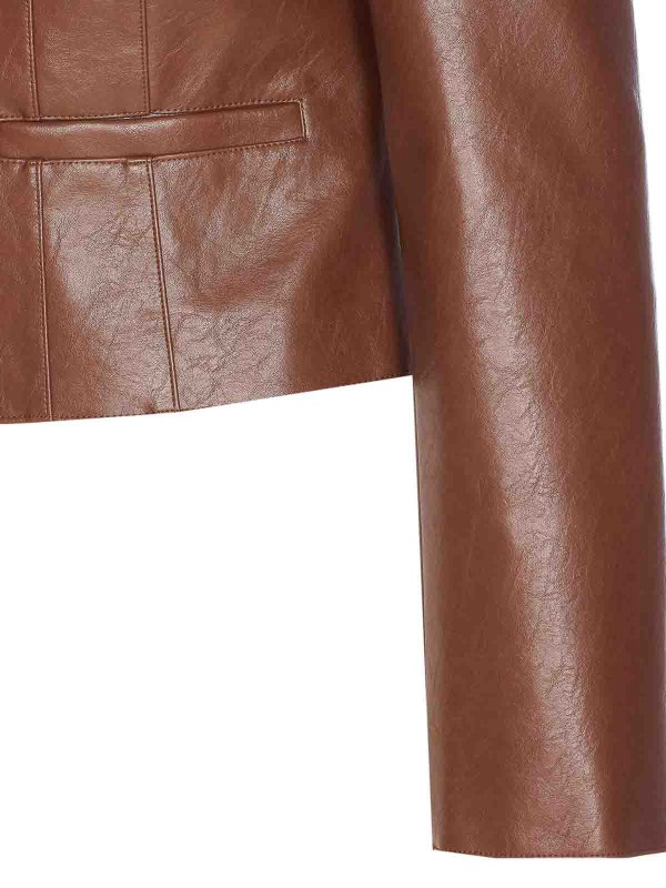 The Best Shops PATRIZIA PEPE: Fur & Shearling Coats - Brown Jacket Frontal Zip Closure