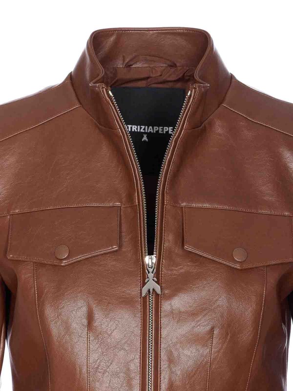 Brown Jacket Frontal Zip Closure shop online: PATRIZIA PEPE