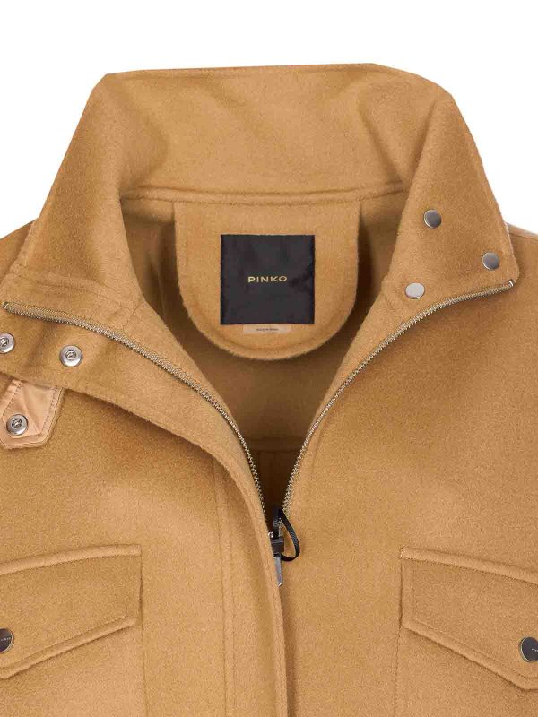 Beige Crostino Caban shop online: Pinko