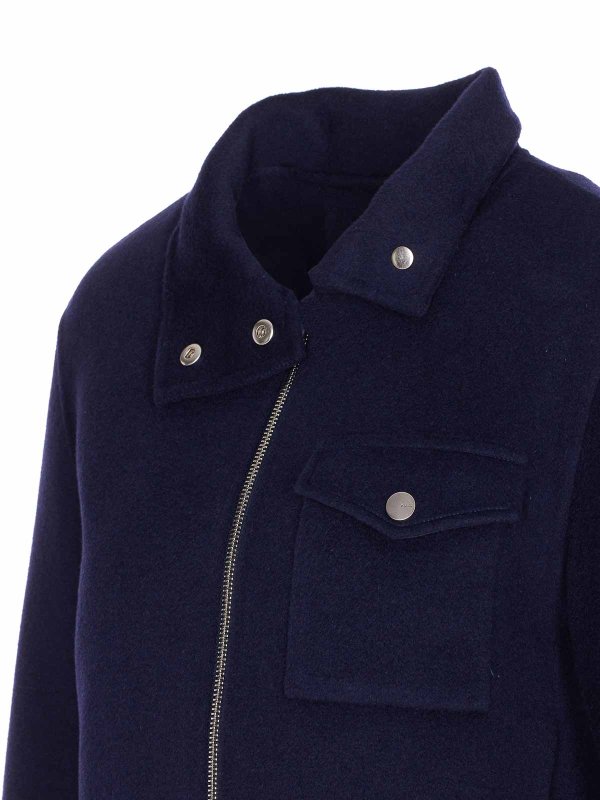 The Best Shops Pinko: casual jackets - Blue Grissino Jacket Frontal Zip Closure