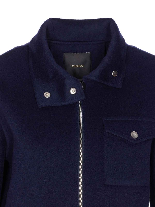 Blue Grissino Jacket Frontal Zip Closure shop online: Pinko