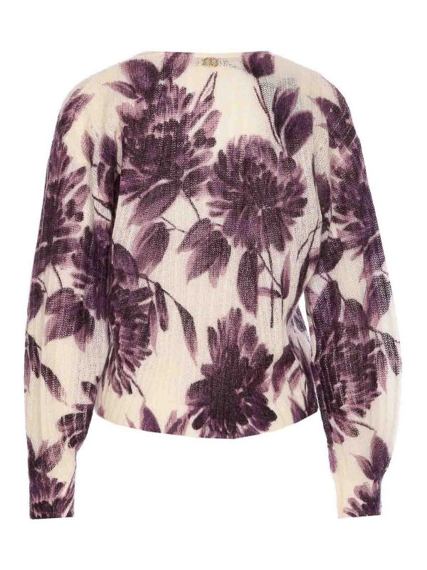 TWINSET: crew necks online - Purple And White Sweater