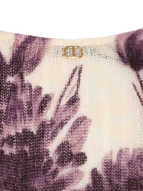 The Best Shops TWINSET: crew necks - Purple And White Sweater