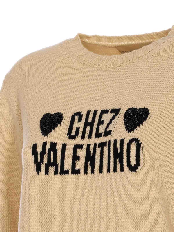 The Best Shops VALENTINO GARAVANI: Strickpullover mit Rundhalsausschnitt - Rundhalspullover - Beige