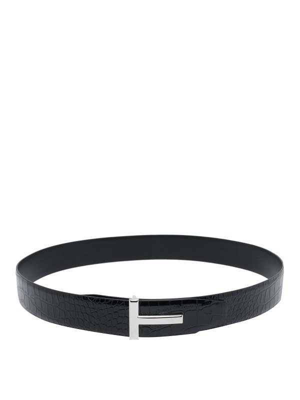 TOM FORD: belts - Reversible Hammered Leather Belt