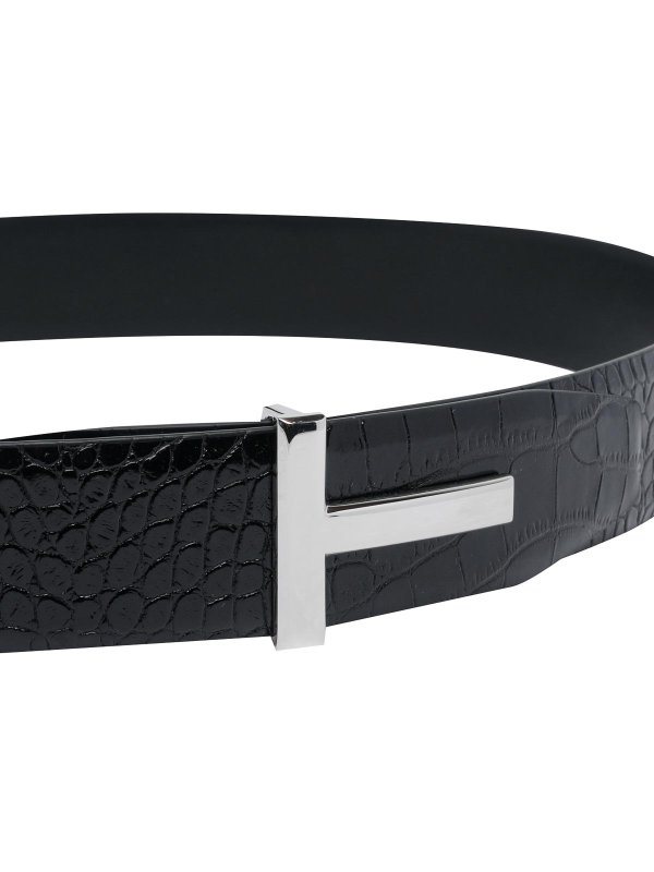 TOM FORD: belts online - Reversible Hammered Leather Belt