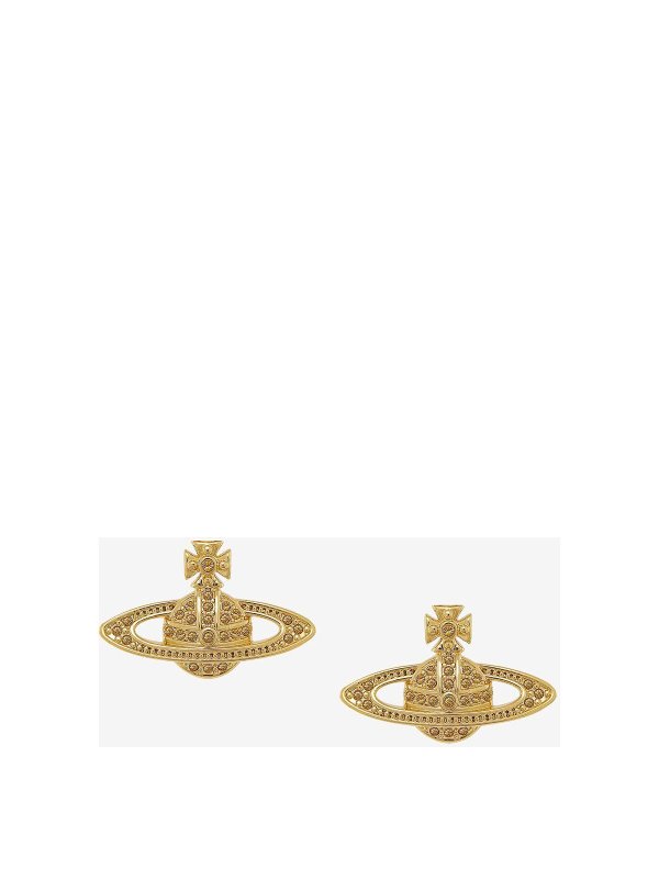 VIVIENNE WESTWOOD: Earrings - Gold Mini Bas Relief Earrings