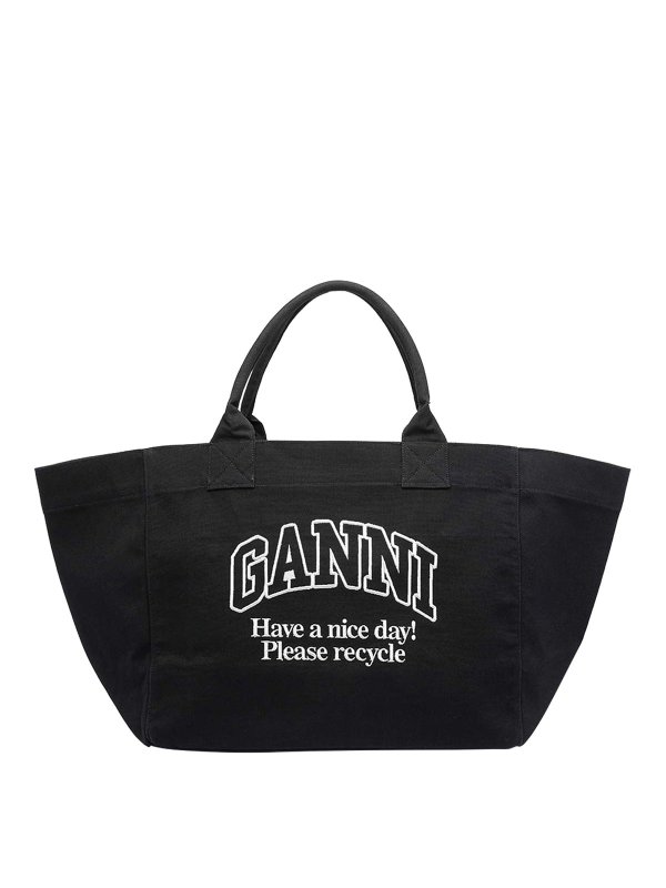 GANNI: トートバッグ - トートバッグ - 黒