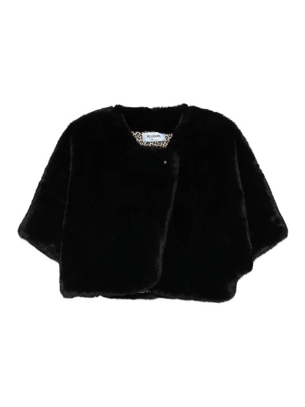 BLUGIRL: Abrigos de borreguito y piel  - Abrigo De Piel - Negro