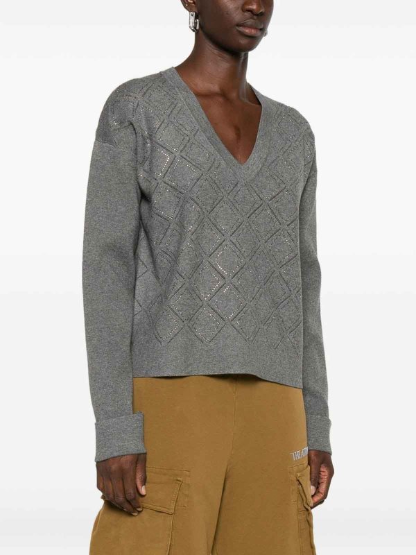 The Best Shops BLUGIRL: Turtlenecks & Polo necks - Geometric V-Neck Sweater