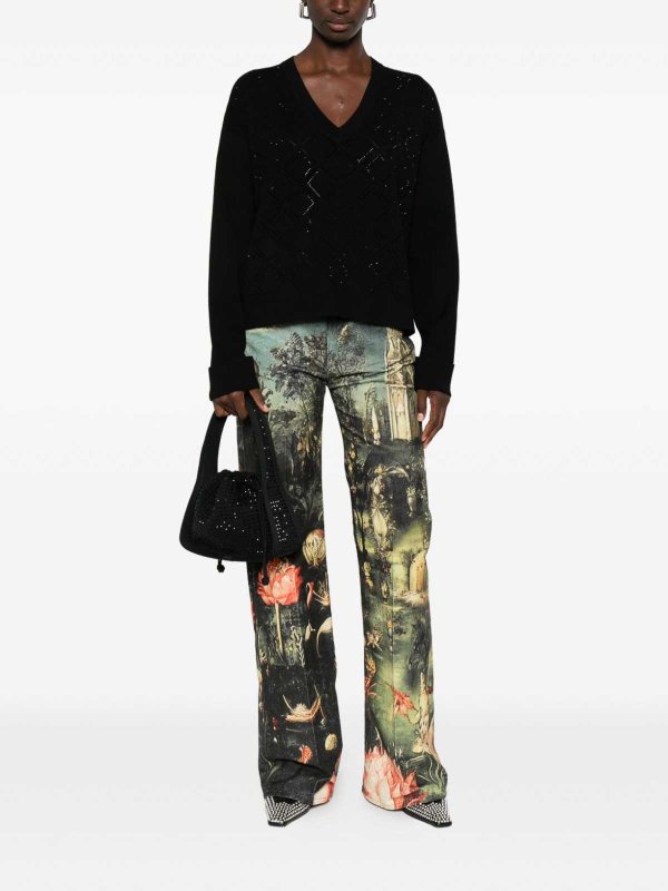 Geometric V-Neck Sweater shop online: BLUGIRL