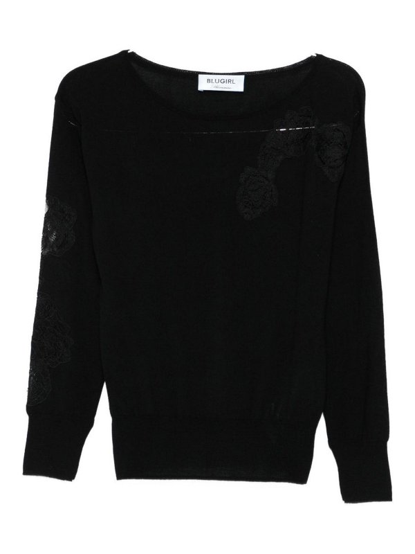 BLUGIRL: crew necks - Sweater With Lace Decoration