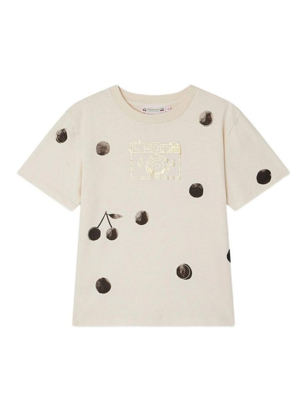 Bonpoint: t-shirts - Beige  T-Shirt With Print