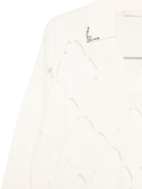 The Best Shops Liu Jo: Suéteres con cuello pico - Suéter Cuello Redondo - Blanco