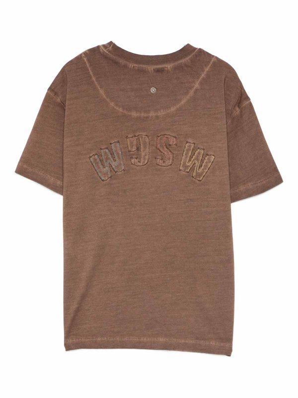 The Best Shops m.s.g.m.: t-shirts - Brown Cotton T-Shirt With Logo
