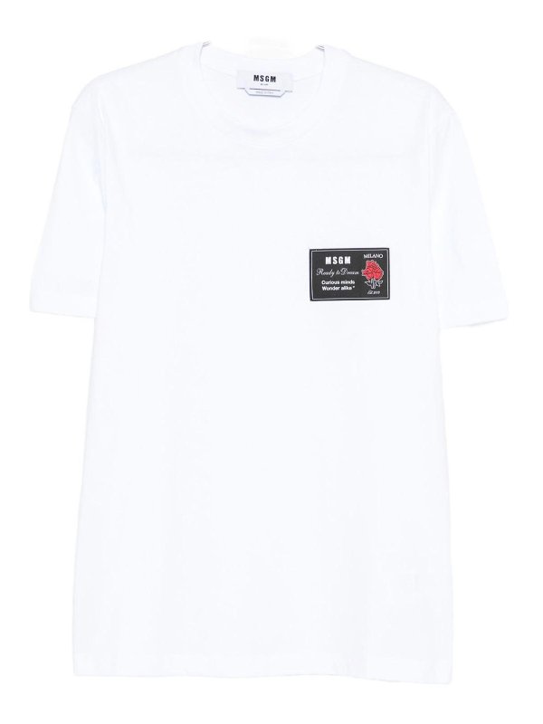 m.s.g.m.: t-shirts - Cotton T-Shirt With Front Printed Logo