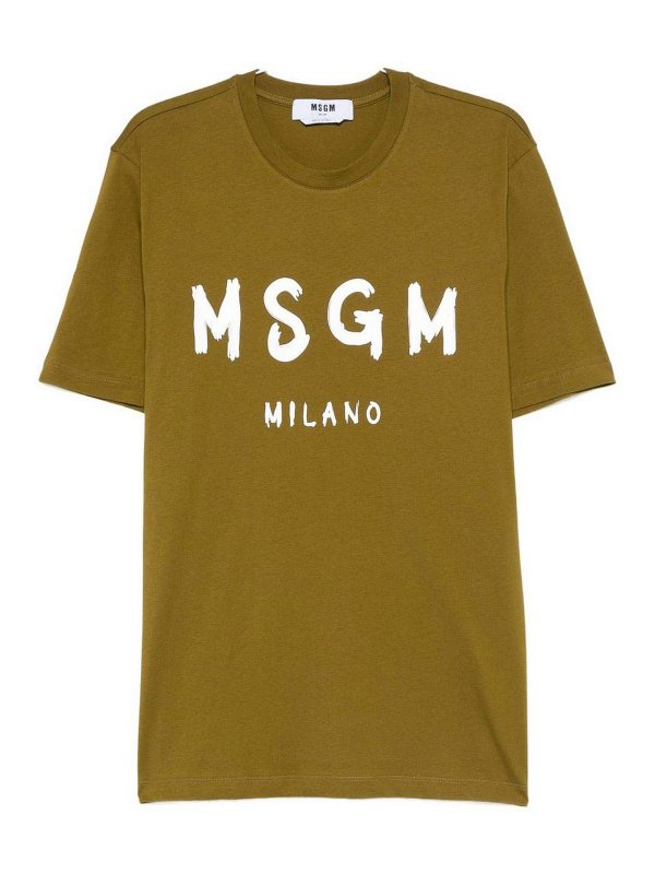 m.s.g.m.: t-shirts - Cotton T-Shirt With Front Printed Logo