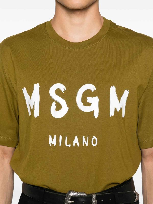Cotton T-Shirt With Front Printed Logo shop online: m.s.g.m.