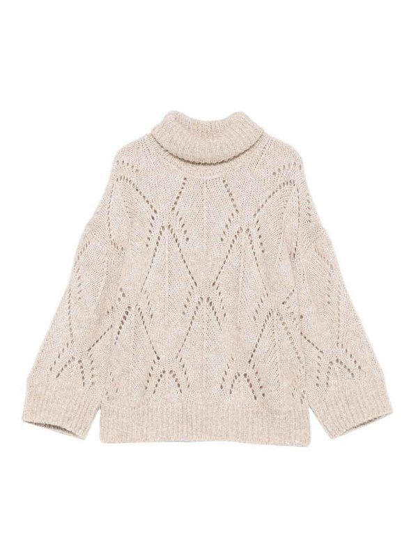 PESERICO: Strickpullover mit Rundhalsausschnitt - Rundhalspullover - Weiß