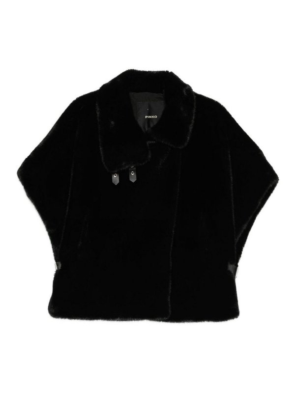 Pinko: 毛皮＆シアリングコート - 毛皮/ムートンコート - 黒