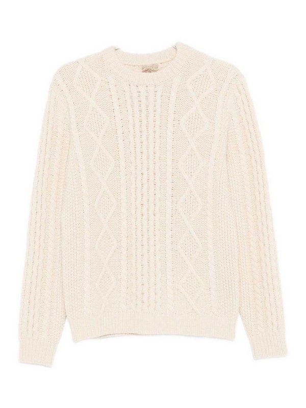 RAKK: Strickpullover mit Rundhalsausschnitt - Rundhalspullover - Weiß