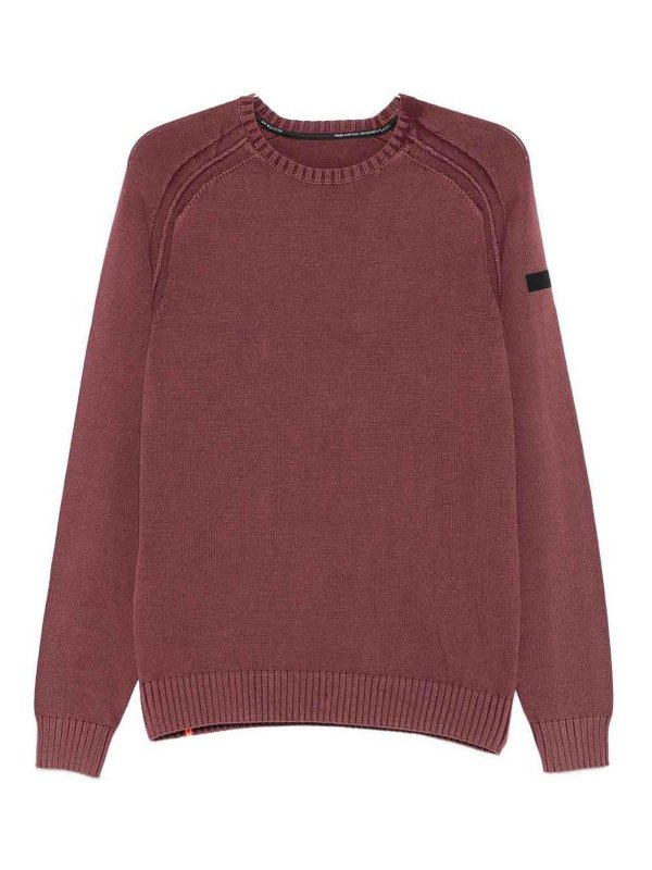 RRD Roberto Ricci Designs: Suéteres con cuello pico - Suéter Cuello Redondo - Rojo Oscuro