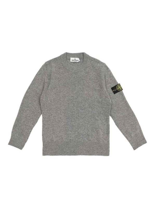 STONE ISLAND: Suéteres con cuello pico - Suéter Cuello Redondo - Gris