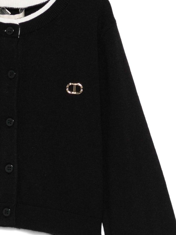 TWINSET: cardigans online - Black Cardigan With Logo