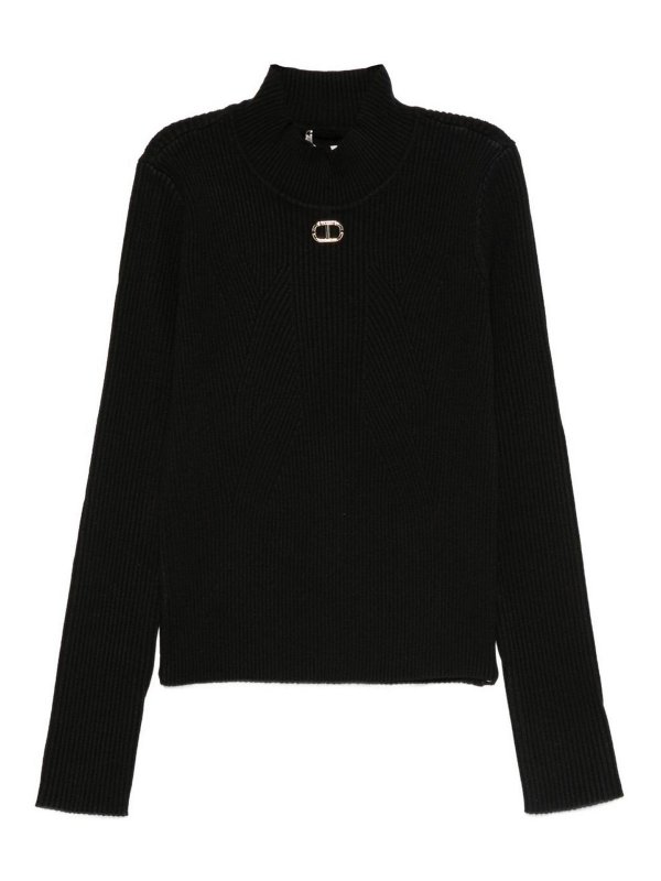 TWINSET: crew necks - Turtleneck Sweater With Logo