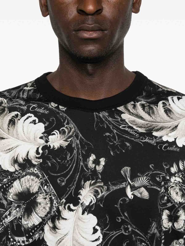 VERSACE JEANS: t-shirts online - T-Shirt With Baroque Print